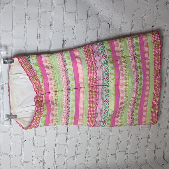 Lilly Pulitzer white label embroidered strapless ribbon dress - Picture 4 of 7